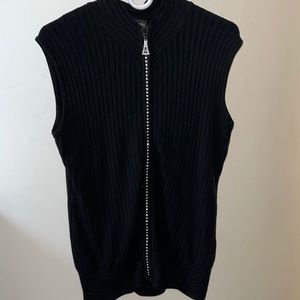 Magic Seater zip Up Sweater Vest Trimmed in Rhinestones✨✨